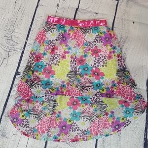 Floral print hi low skirt